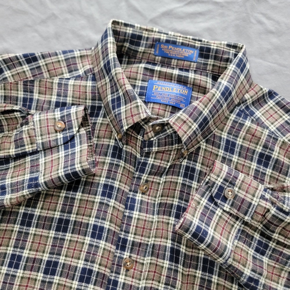 Pendleton Sir Pendleton Men's XL Wool Plaid Button-Up Long Sleeve Shirt